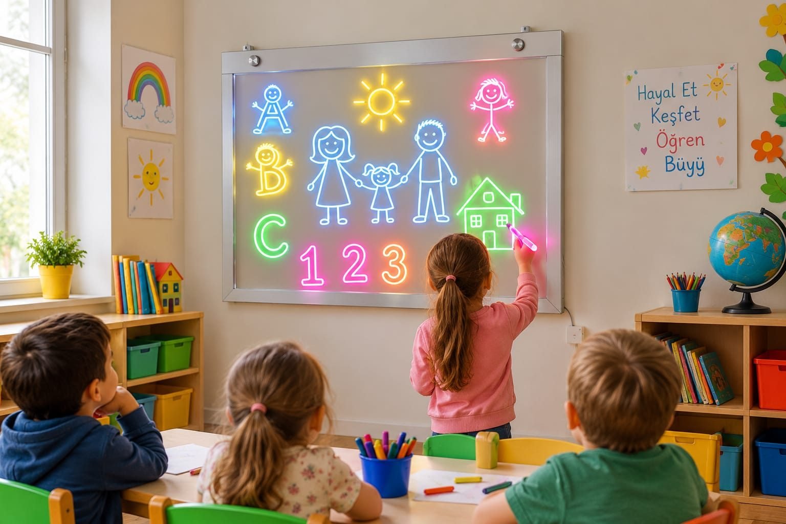 Anaokulu ve Kolejler İçin Işıklı Eğitim Panosu